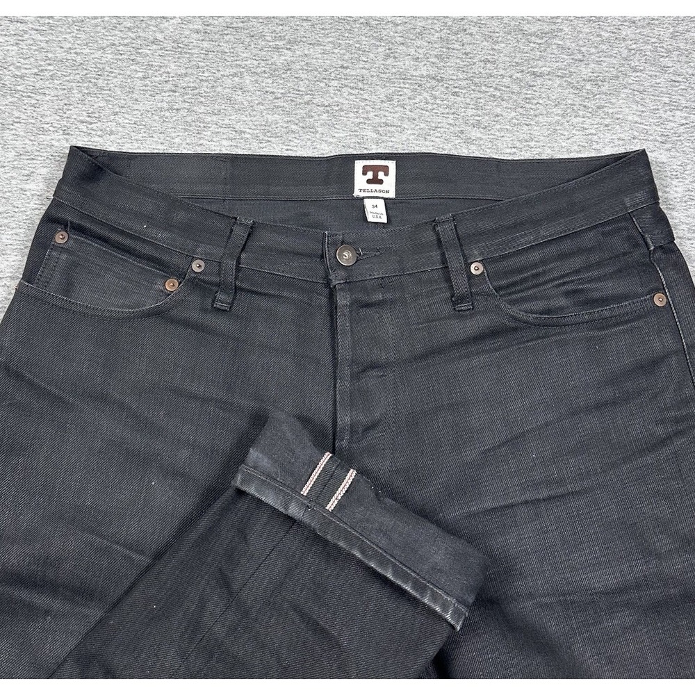 Tellason Jeans Mens 34x32 Black Selvedge Japan Denim Gustave Slim Tapered